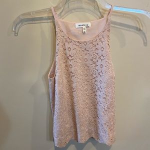 Lace pink floral tank